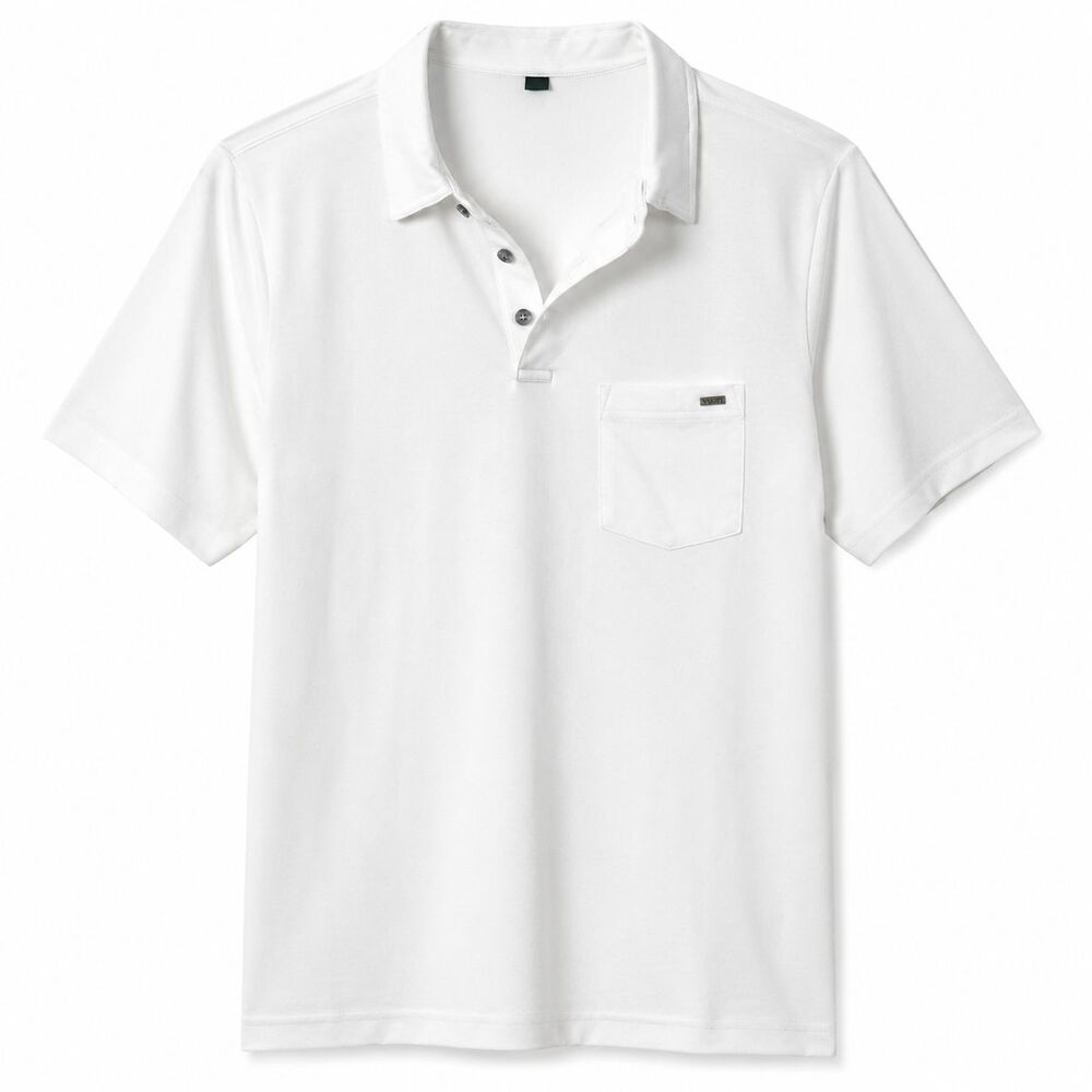 Vuori Ace Polo Shirt Large White Heather Athleisure Performance Casual Pocket